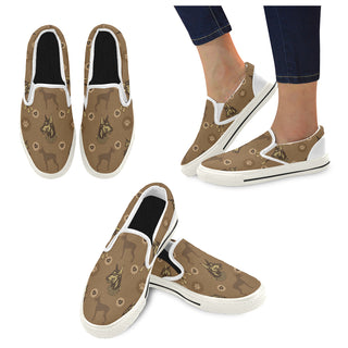 Doberman White Women's Slip-on Canvas Shoes/Large Size (Model 019) - TeeAmazing