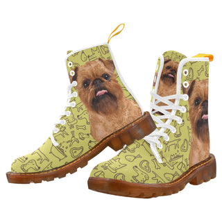 Brussels Griffon White Boots For Women - TeeAmazing