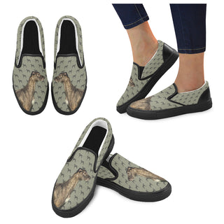 Lurcher Dog Black Women's Slip-on Canvas Shoes - TeeAmazing