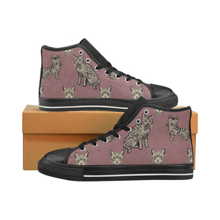 California Spangled Black High Top Canvas Shoes for Kid - TeeAmazing