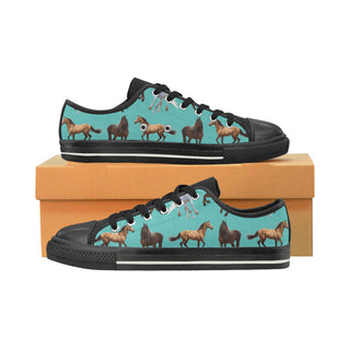 Horse Pattern Black Canvas Women's Shoes/Large Size - TeeAmazing