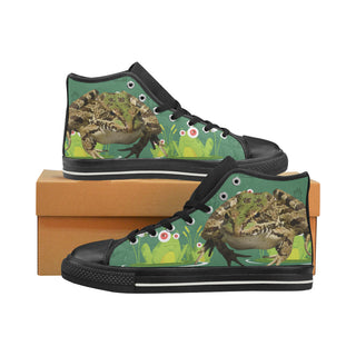 Frog Black High Top Canvas Shoes for Kid - TeeAmazing