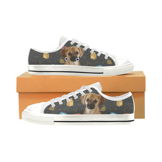 Puggle Dog White Low Top Canvas Shoes for Kid - TeeAmazing