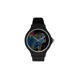 English Bulldog Glow Design 1 Unisex Round Plastic Watch - TeeAmazing
