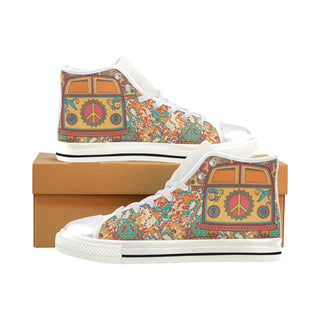 Hippie Van White High Top Canvas Women's Shoes/Large Size - TeeAmazing