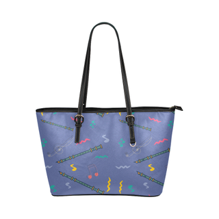 Recorder Pattern Leather Tote Bag/Small - TeeAmazing