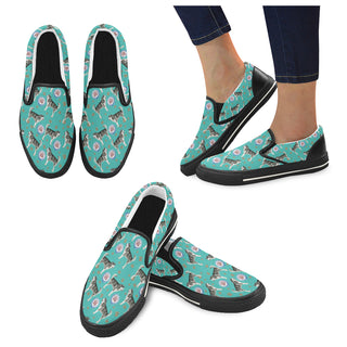 Alaskan Malamute Water Colour Pattern No.1 Black Women's Slip-on Canvas Shoes/Large Size (Model 019) - TeeAmazing