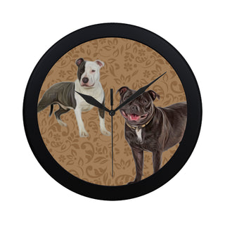 Staffordshire Bull Terrier Lover Black Circular Plastic Wall clock - TeeAmazing