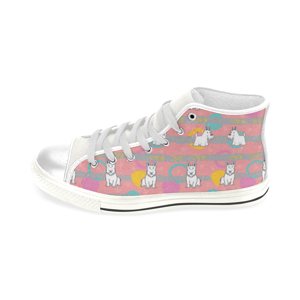 Scottish Terrier Pattern White Men’s Classic High Top Canvas Shoes - TeeAmazing