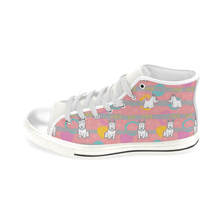 Scottish Terrier Pattern White Men’s Classic High Top Canvas Shoes - TeeAmazing