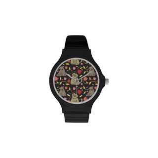 Tibetan Terrier Flower Unisex Round Plastic Watch(Model 302) - TeeAmazing