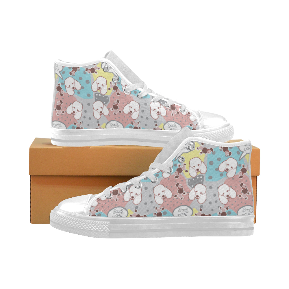 Poodle Pattern White Men’s Classic High Top Canvas Shoes - TeeAmazing