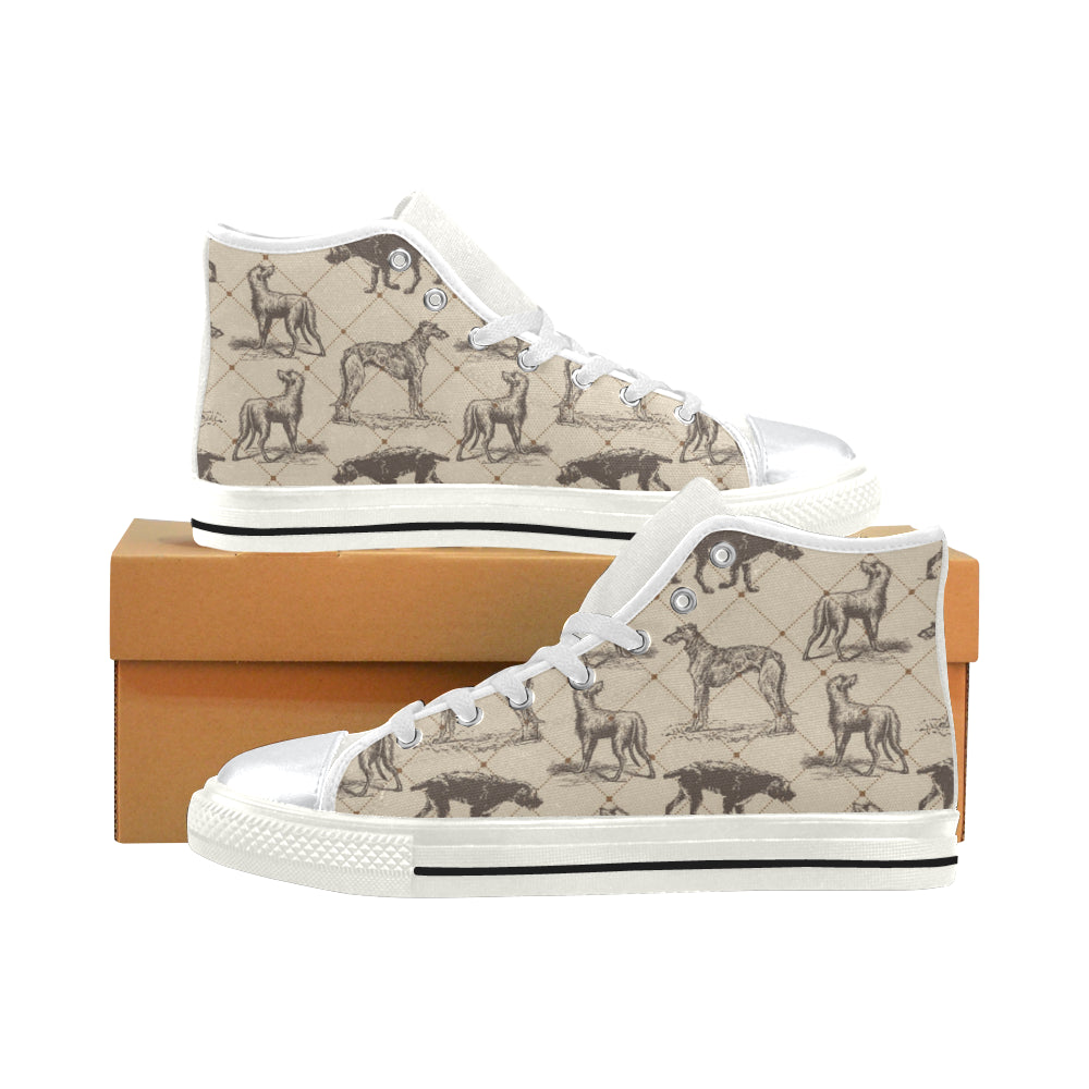 Scottish Deerhounds White High Top Canvas Shoes for Kid - TeeAmazing