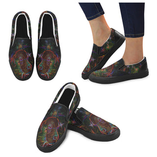 Weimaraner Glow Design 1 Black Women's Slip-on Canvas Shoes - TeeAmazing