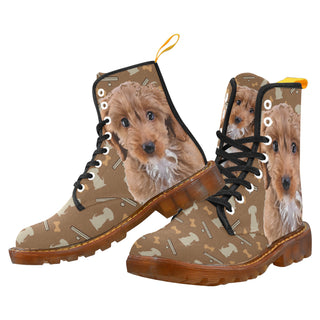 Cockapoo Dog Black Boots For Men - TeeAmazing