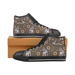 Afghan Hound Flower Black Women's Classic High Top Canvas Shoes - TeeAmazing