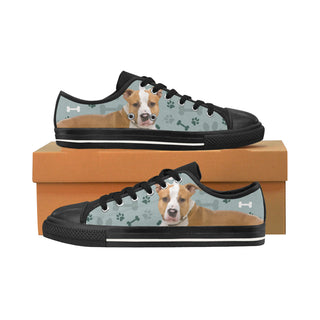 American Staffordshire Terrier Black Men's Classic Canvas Shoes/Large Size - TeeAmazing