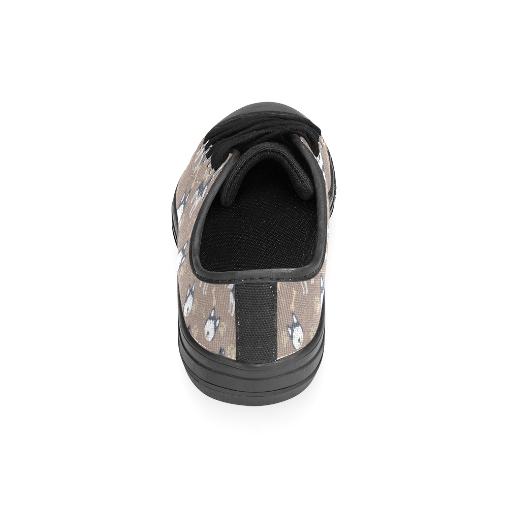 Siberian Husky Pattern Black Low Top Canvas Shoes for Kid - TeeAmazing
