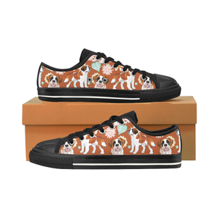 St. Bernard Flower Black Men's Classic Canvas Shoes/Large Size - TeeAmazing