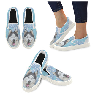 Husky Lover White Women's Slip-on Canvas Shoes - TeeAmazing