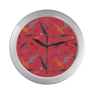 Clarinet Pattern Silver Color Wall Clock - TeeAmazing