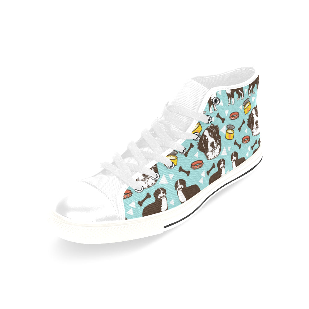 Bernese Mountain Pattern White Men’s Classic High Top Canvas Shoes /Large Size - TeeAmazing