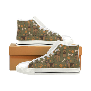 Border Terrier Pattern White Men’s Classic High Top Canvas Shoes - TeeAmazing