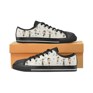 Zoo Keeper Pattern Black Low Top Canvas Shoes for Kid - TeeAmazing