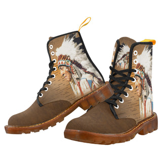 Native American Black Boots For Men - TeeAmazing