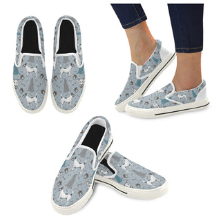 Mongrel White Women's Slip-on Canvas Shoes/Large Size (Model 019) - TeeAmazing