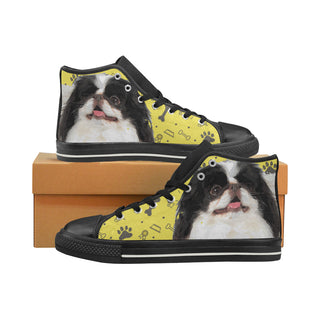 Japanese Chin Dog Black Women's Classic High Top Canvas Shoes - TeeAmazing