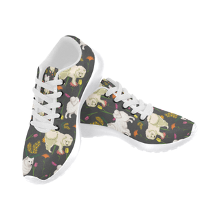 American Eskimo Dog Flower White Sneakers for Men - TeeAmazing