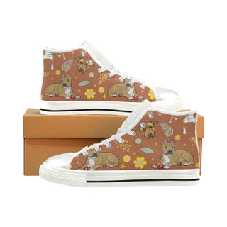 American Staffordshire Terrier Flower White High Top Canvas Shoes for Kid (Model 017) - TeeAmazing