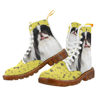 Japanese Chin Dog White Boots For Men - TeeAmazing