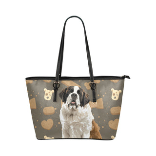St. Bernard Dog Leather Tote Bag/Small - TeeAmazing