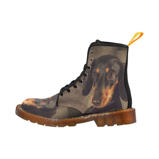 Dachshund Portrait Black Boots For Men - TeeAmazing