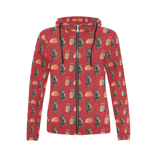 Dachshund Water Colour Pattern No.2 All Over Print Full Zip Hoodie for Women - TeeAmazing