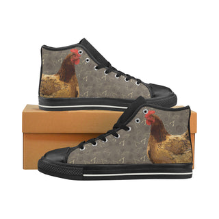 Chicken Footprint Black High Top Canvas Women's Shoes/Large Size - TeeAmazing