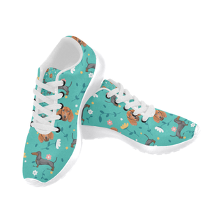 Dachshund Flower White Men’s Running Shoes (Model 020) - TeeAmazing