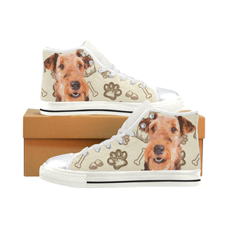 Airedale Terrier White High Top Canvas Women's Shoes/Large Size - TeeAmazing