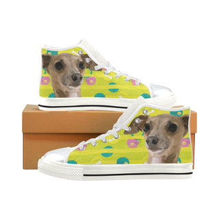 Italian Greyhound White High Top Canvas Shoes for Kid - TeeAmazing