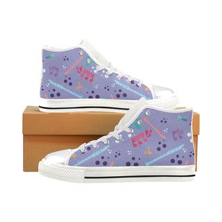 Flute Pattern White High Top Canvas Women's Shoes/Large Size - TeeAmazing