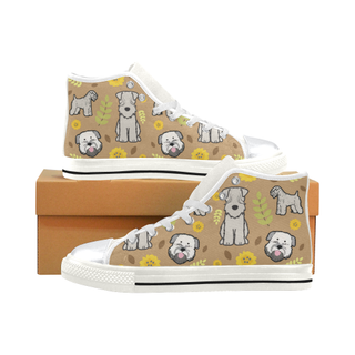Soft Coated Wheaten Terrier Flower White High Top Canvas Shoes for Kid (Model 017) - TeeAmazing