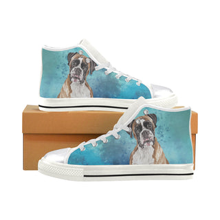 Boxer Water Colour White Women's Classic High Top Canvas Shoes - TeeAmazing