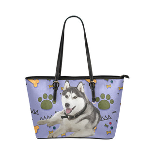 Siberian Husky Dog Leather Tote Bag/Small - TeeAmazing