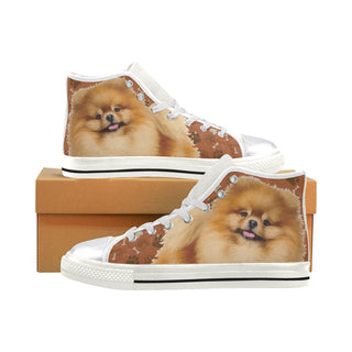 Pomeranian Dog White Women's Classic High Top Canvas Shoes - TeeAmazing