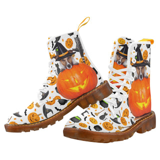 Jack Russell Halloween White Boots For Men - TeeAmazing