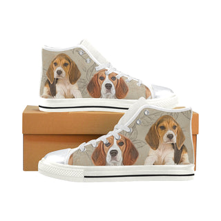 Beagle Lover White High Top Canvas Women's Shoes/Large Size - TeeAmazing