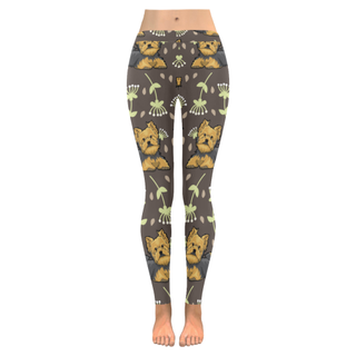 Cairn terrier Flower Low Rise Leggings (Invisible Stitch) (Model L05) - TeeAmazing