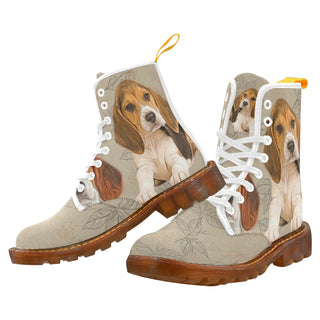 Beagle Lover White Boots For Men - TeeAmazing